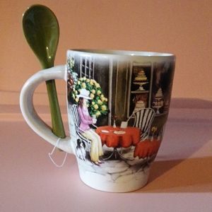 TRISA  Lady and dog Mug with spoon
